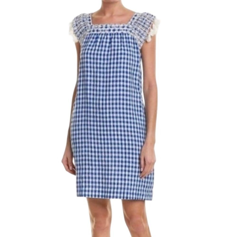 J. McLaughlin Gingham Picnic Check Linen Dress Size Medium 📦
